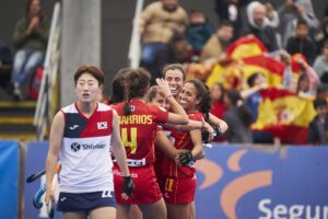 Spain team action during the FIH Hockey Women’s Nations Cup Spain 2022 at Poliesportiu Municipal Verge del Carme (Valencia,FIH Hockey Women’s Nations Cup Spain 2022). Ireland 2:1 Italy